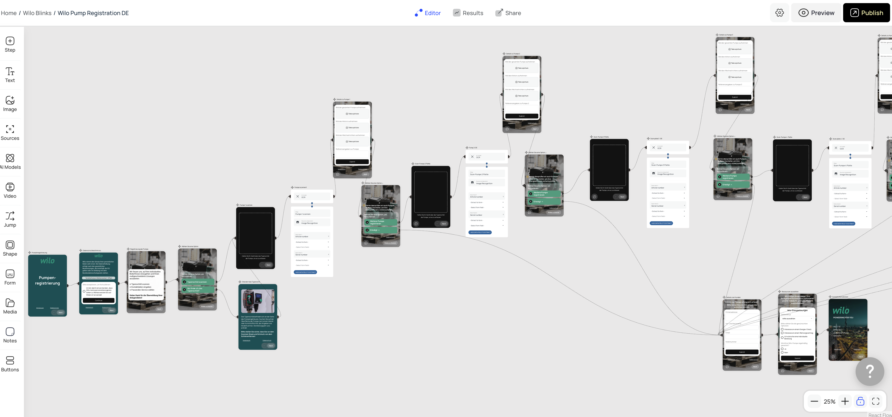 Blinkin Studio companion for product registration with a large connected flow